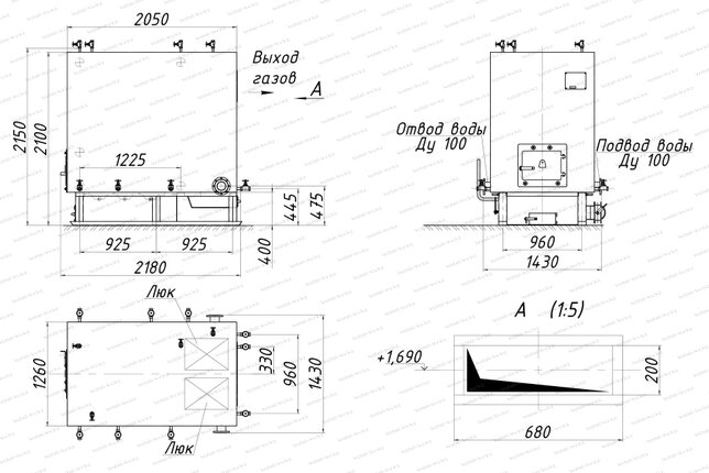 Котел КВм 0.6 с РПК чертеж