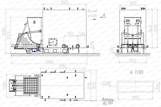 Котел КВм 2.5 МВт с ТШПМ чертеж