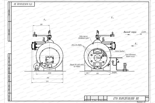 Схема парового котла 1 тонна 170 С на угле